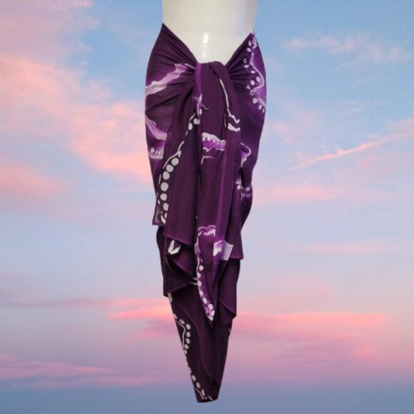 Womens Sarong Cotton Wrap, Handpainted Batik Wrapskirt Beach Pareo Beachwear-NEW - Picture 3 of 7